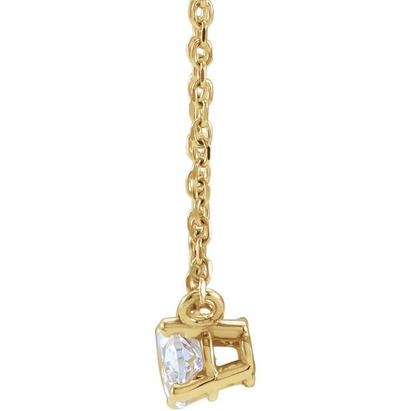 14K Yellow 1/4 CT Natural Diamond Solitaire 16-18 Necklace